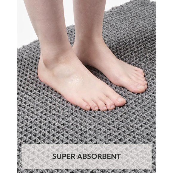 New Waffle Bath Mat Rug, Super Absorbent, Non-Slip, Soft Washable 24" x 36" - Picture 3 of 7